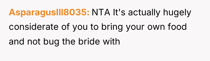 AsparagusIll8035 NTA It's actually hugely considerate of you to bring...