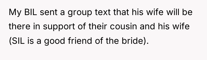 My BIL sent a group text that his wife will...