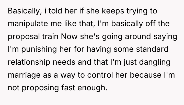 Basically, i told her if she keeps trying to manipulate...