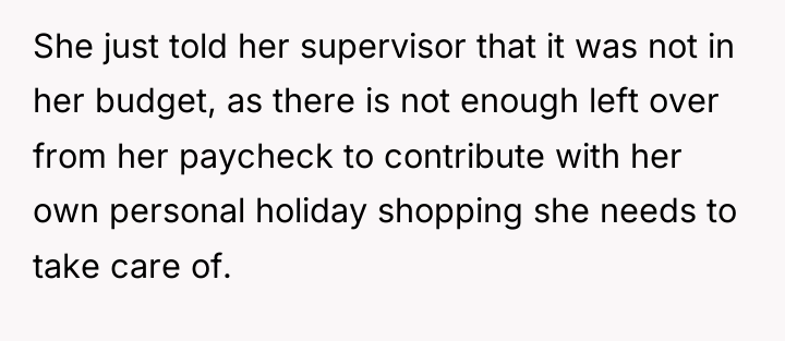 She just told her supervisor that it was not in...