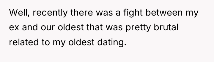 Well, recently there was a fight between my ex and...