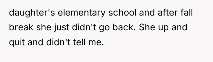 daughter's elementary school and after fall break she just didn't...