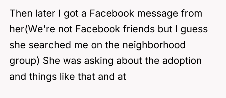 Then later I got a Facebook message from her(We're not...