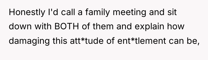 Honestly I'd call a family meeting and sit down with...