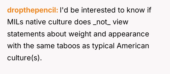 dropthepencil I'd be interested to know if MILs native culture...