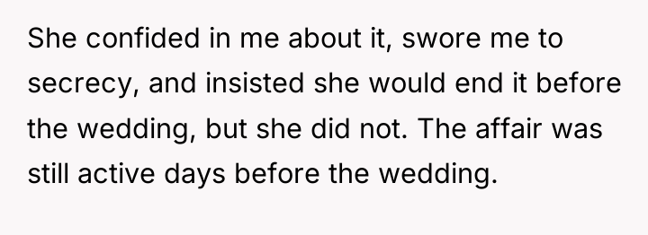 She confided in me about it, swore me to secrecy,...