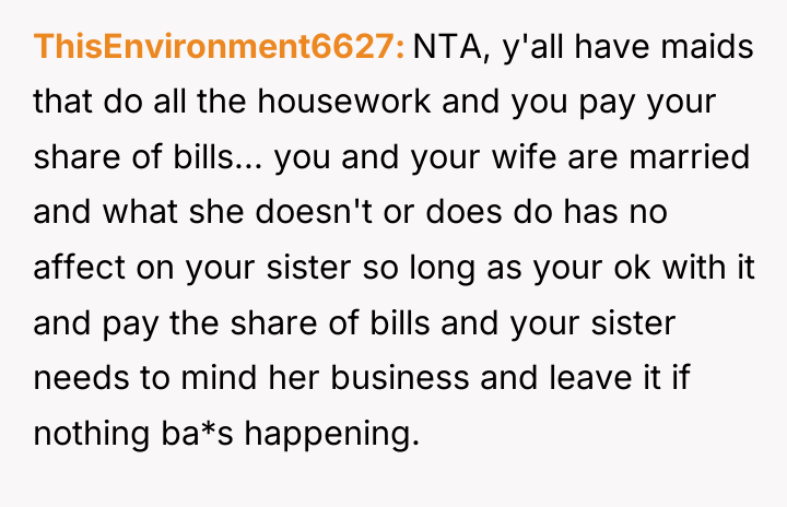ThisEnvironment6627 NTA, y'all have maids that do all the housework...