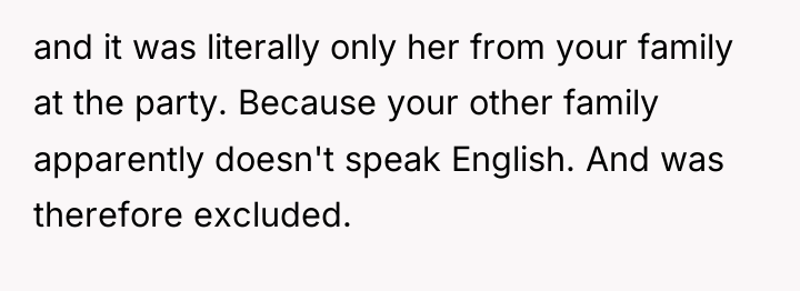 and it was literally only her from your family at...