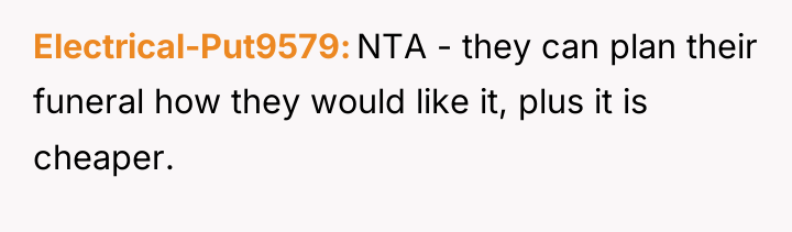 Electrical-Put9579 NTA - they can plan their funeral how they...