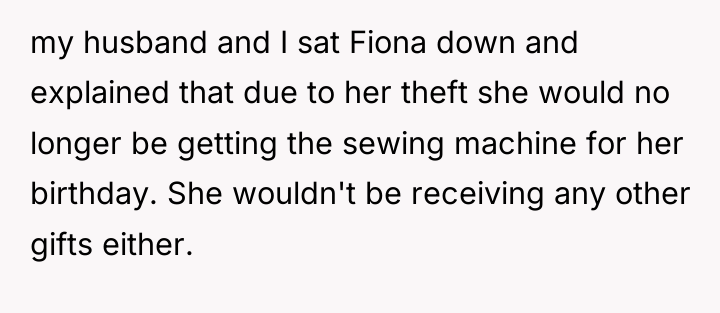 my husband and I sat Fiona down and explained that...