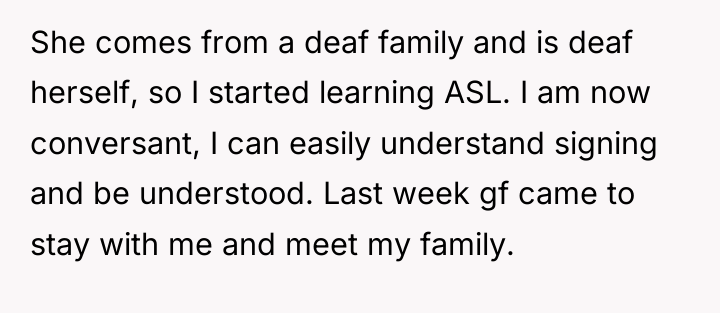 She comes from a deaf family and is deaf herself,...