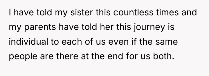 I have told my sister this countless times and my...