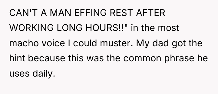 CAN'T A MAN EFFING REST AFTER WORKING LONG HOURS!!" in...
