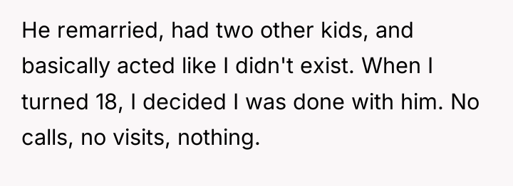 He remarried, had two other kids, and basically acted like...