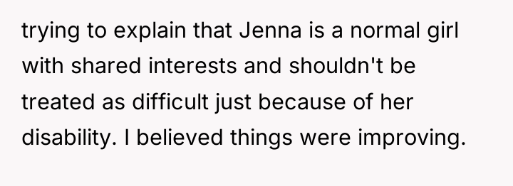 trying to explain that Jenna is a normal girl with...