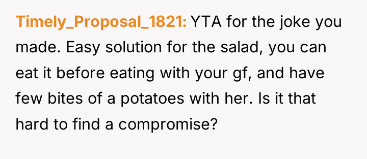 Timely_Proposal_1821 YTA for the joke you made. Easy solution for...