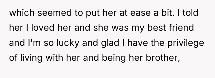 which seemed to put her at ease a bit. I...