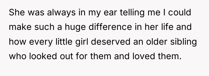 She was always in my ear telling me I could...