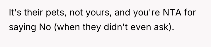 It's their pets, not yours, and you're NTA for saying...