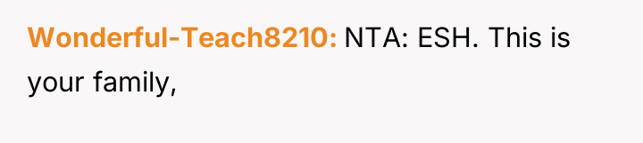Wonderful-Teach8210 NTA: ESH. This is your family,