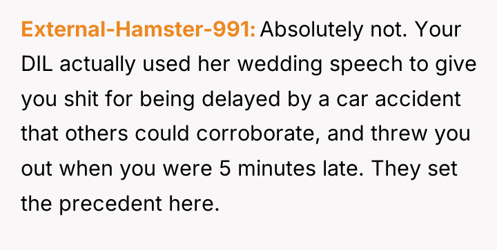 External-Hamster-991 Absolutely not. Your DIL actually used her wedding speech...