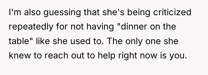 I'm also guessing that she's being criticized repeatedly for not...
