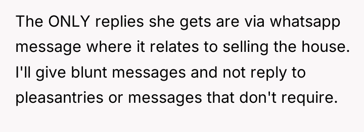 The ONLY replies she gets are via whatsapp message where...