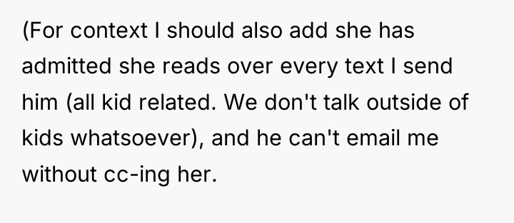 (For context I should also add she has admitted she...