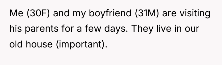 Me (30F) and my boyfriend (31M) are visiting his parents...