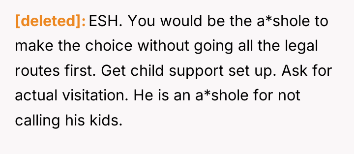 [deleted] ESH. You would be the a*shole to make the...