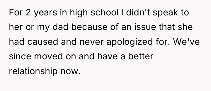 For 2 years in high school I didn't speak to...