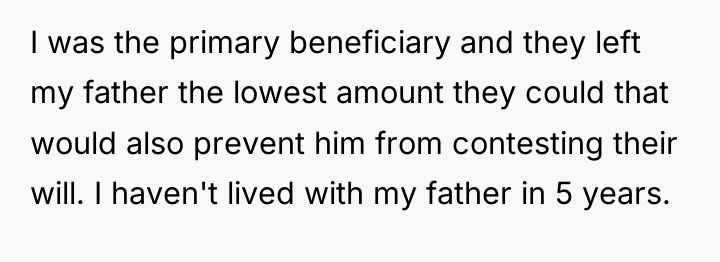 I was the primary beneficiary and they left my father...
