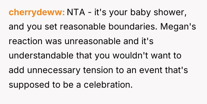 cherrydeww NTA - it's your baby shower, and you set...