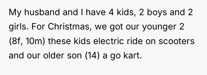 My husband and I have 4 kids, 2 boys and...