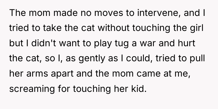 The mom made no moves to intervene, and I tried...
