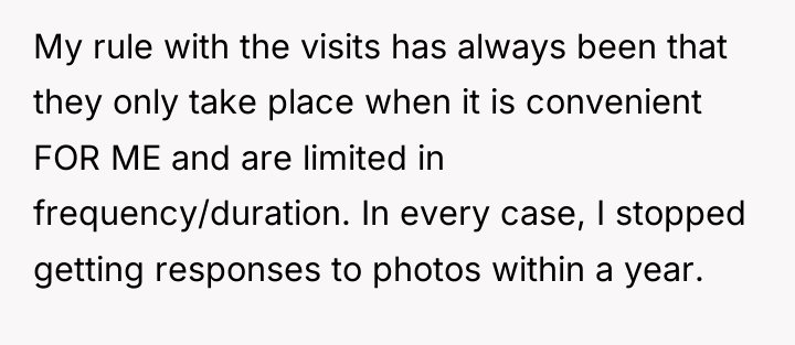 My rule with the visits has always been that they...