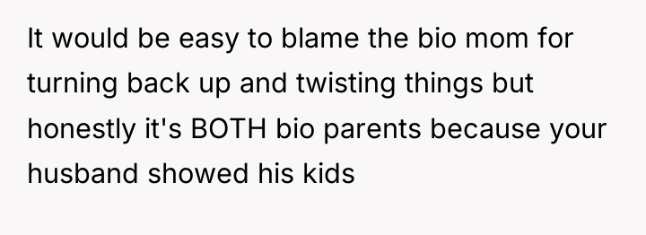 It would be easy to blame the bio mom for...