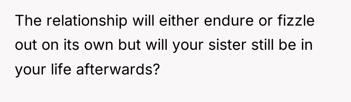 The relationship will either endure or fizzle out on its...