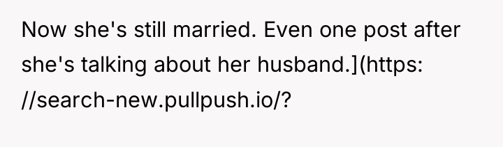 Now she's still married. Even one post after she's talking...
