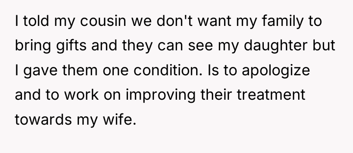 I told my cousin we don't want my family to...
