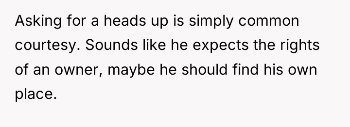 Asking for a heads up is simply common courtesy. Sounds...