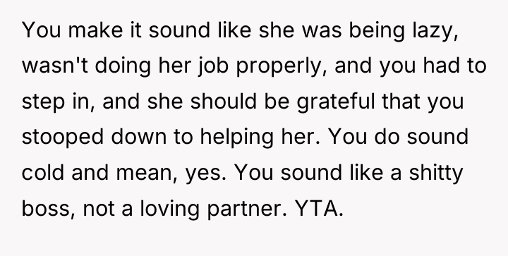 You make it sound like she was being lazy, wasn't...