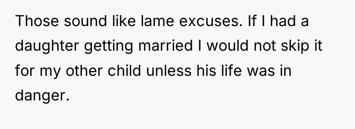 Those sound like lame excuses. If I had a daughter...