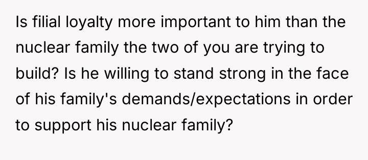 Is filial loyalty more important to him than the nuclear...