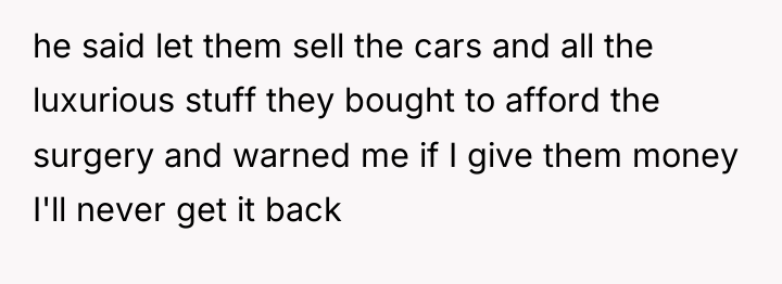 he said let them sell the cars and all the...