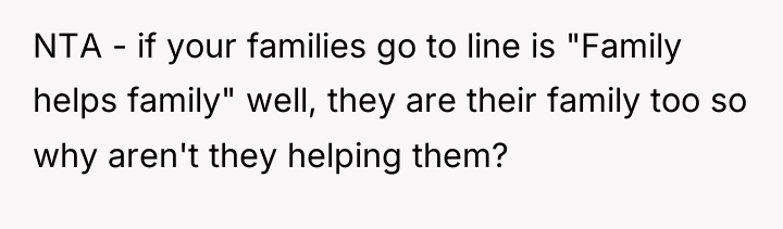 NTA - if your families go to line is "Family...