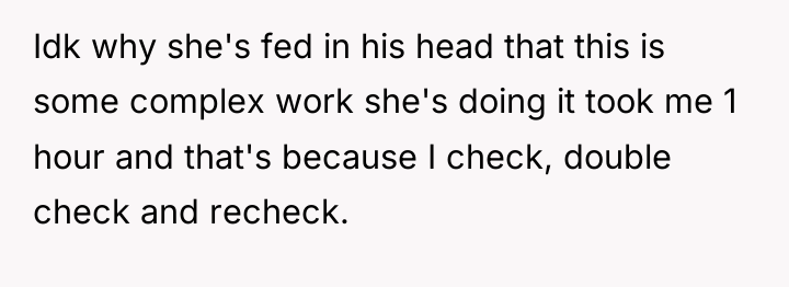 Idk why she's fed in his head that this is...