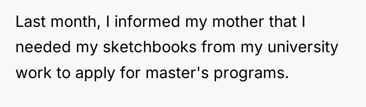 Last month, I informed my mother that I needed my...