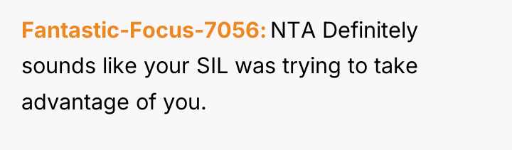 Fantastic-Focus-7056 NTA Definitely sounds like your SIL was trying to...