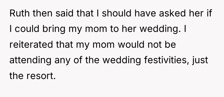 Ruth then said that I should have asked her if...